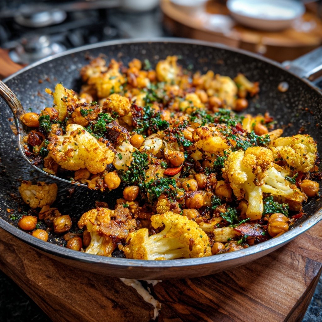 Blumenkohl Pfanne Mit Kichererbsen