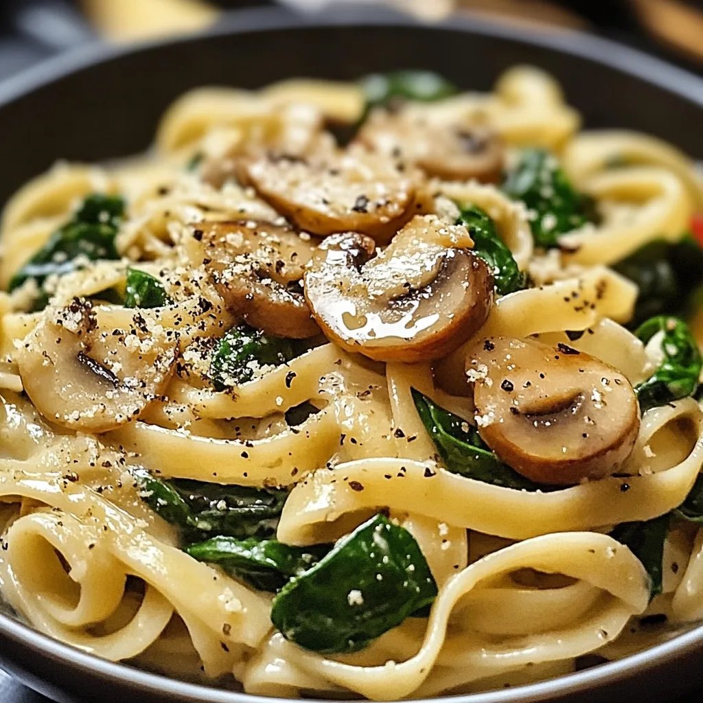 Schnelle und Einfache Pilz-Spinat-Pasta