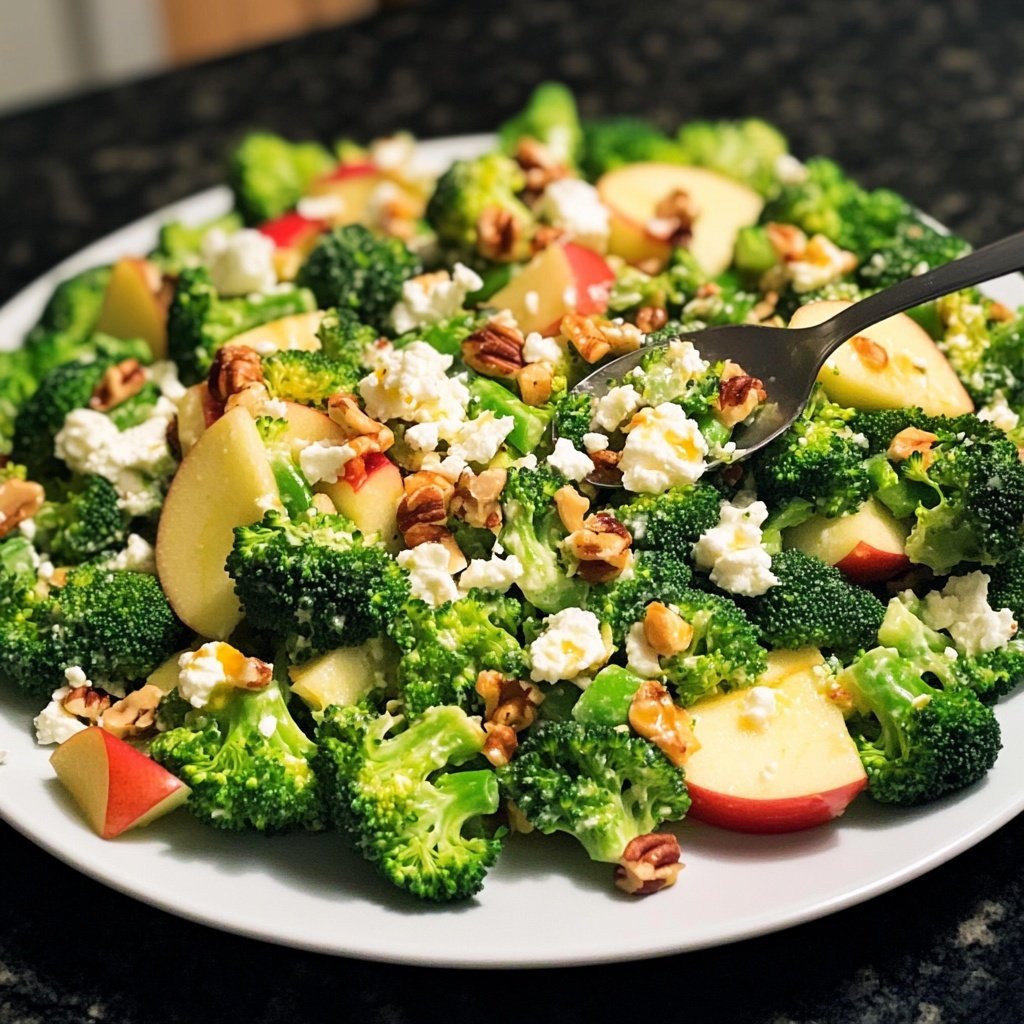 Brokkoli-Salat mit Äpfeln, Nüssen & Feta – Knackig & frisch