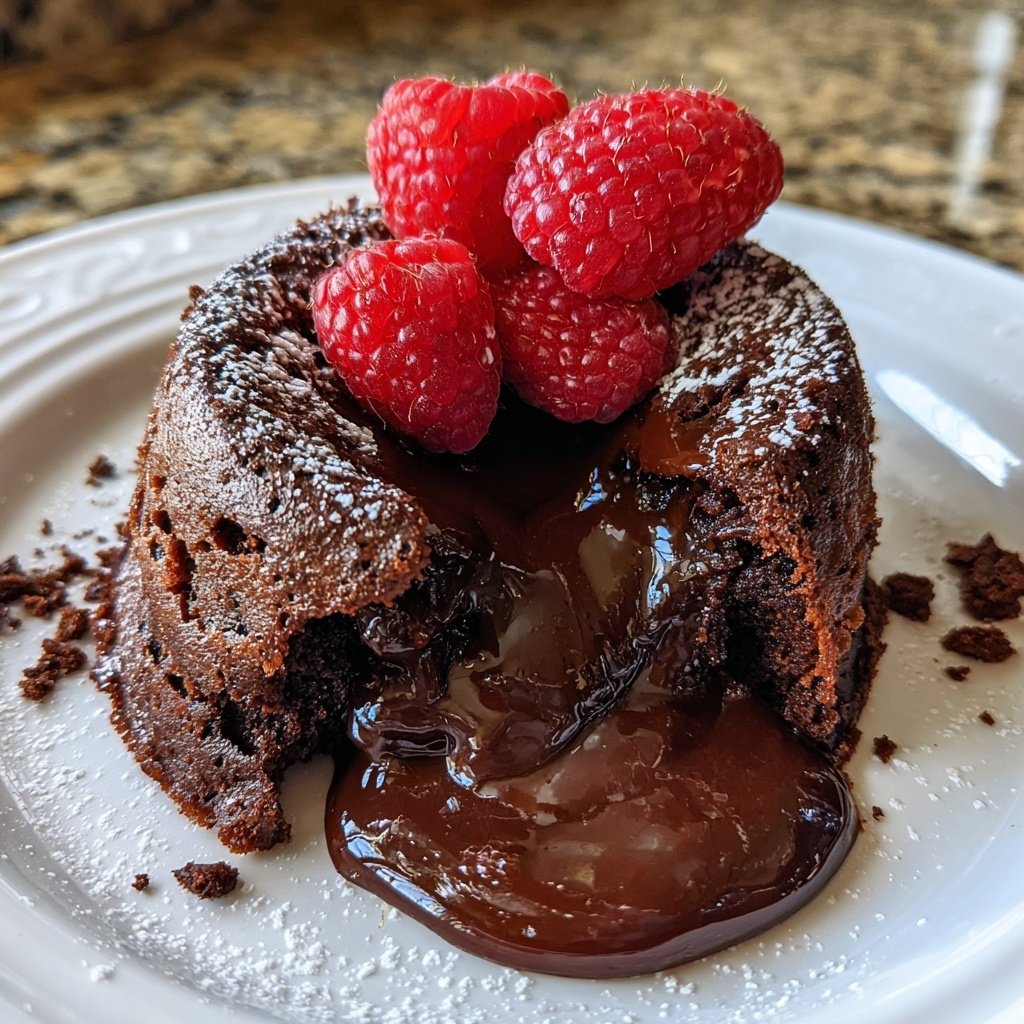 Lava Cake mit Himbeeren