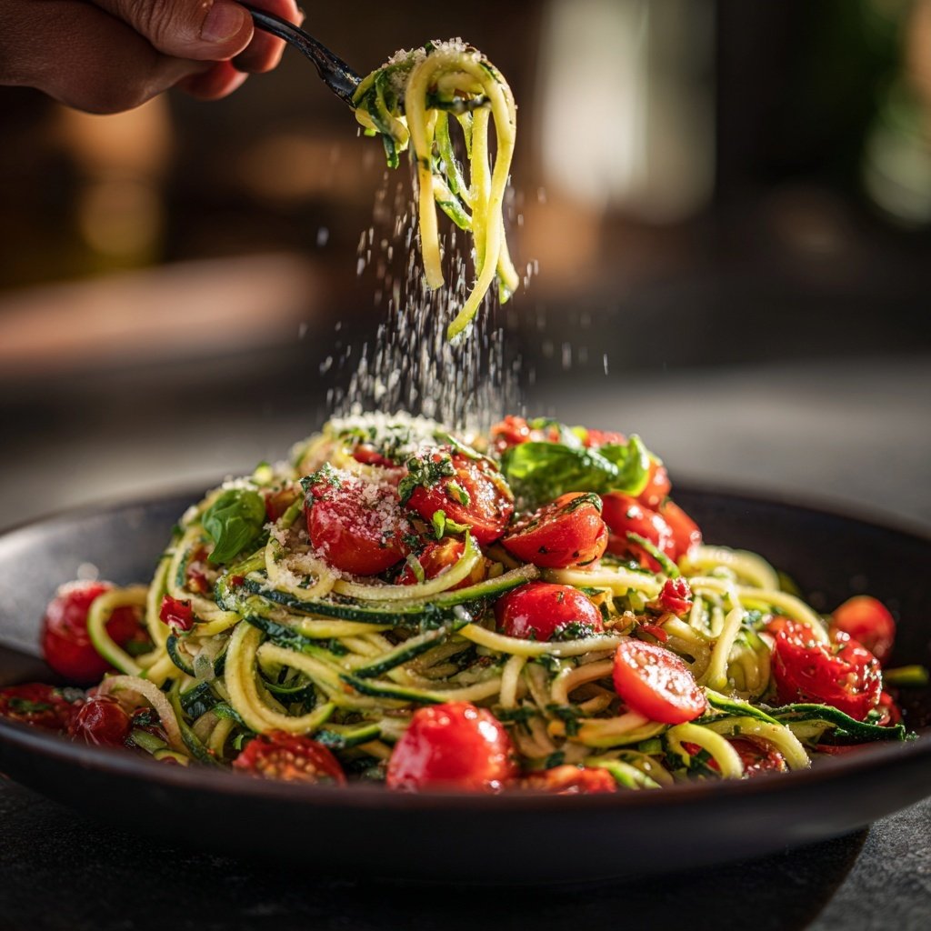 Kalorienarme Zucchini Nudeln Mit Tomaten