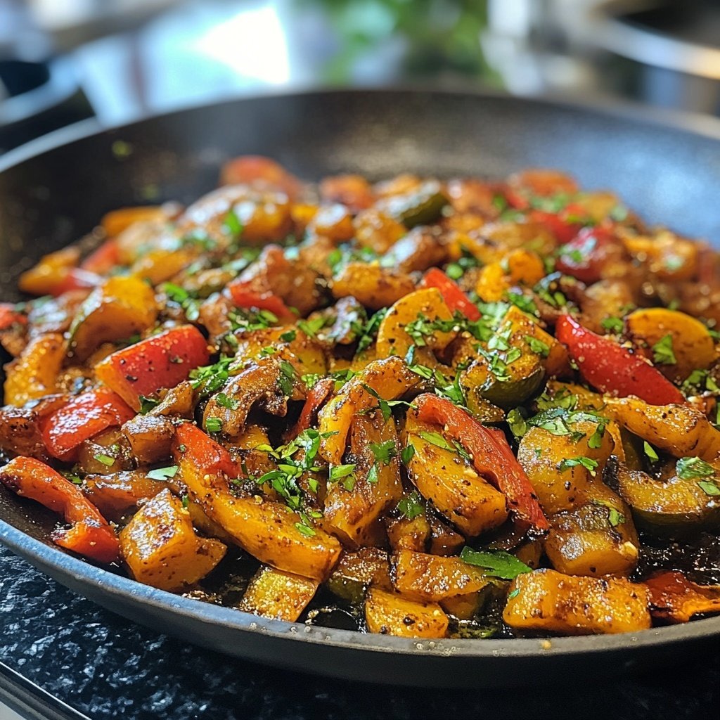 Gemüsepfanne mit Knoblauch