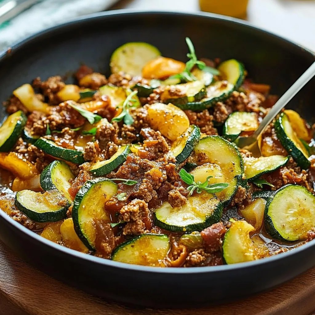 Gesunde Zucchini-Rindfleisch-Pfanne