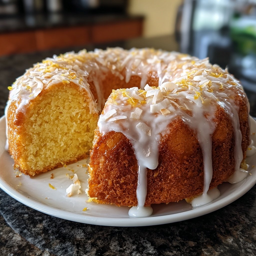 Saftiger Zitronenkuchen mit Kokos